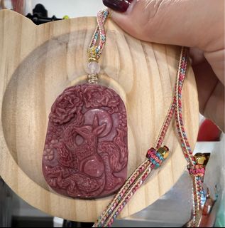 天然水晶紅紋石九尾狐狸吊墜連頸繩( 53*40 mm )64227220218497110