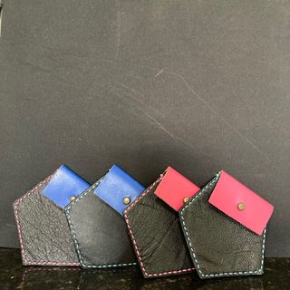 手縫皮革 零錢包 散子包 散銀包 拼色 五角形64208763362307110