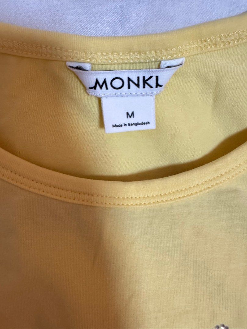 Butter Yellow Rhinestone Baby Tee (Category: Shirts) located in Cainta. Submitted by audieu (Listing ID 1352051192, Image 2). Description: used only once monki size medium, baby tee .