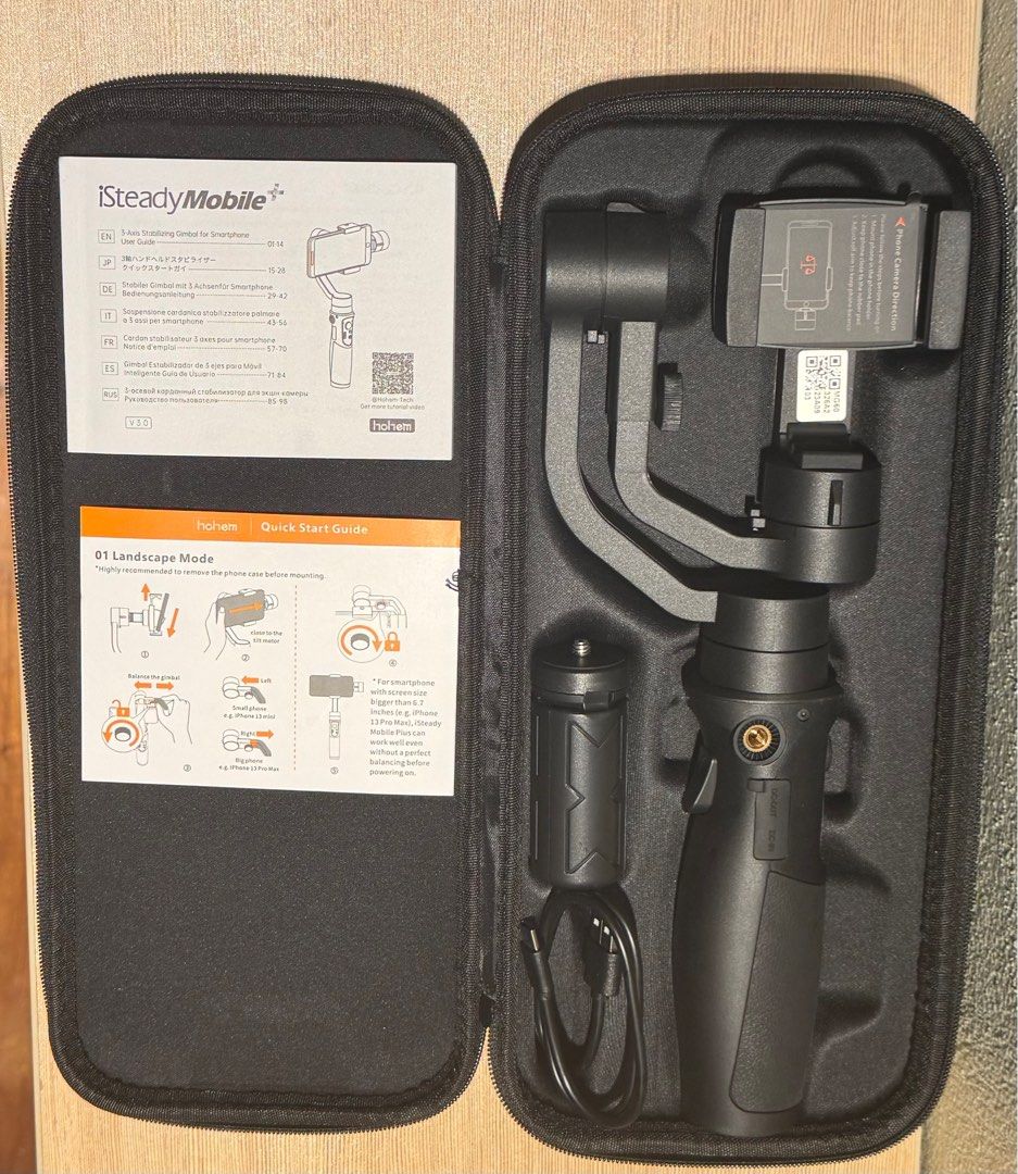 Hohem iSteady Mobile+ Plus Lightweight 3-Axis Handheld Stabilizing Gimbal (Category: Gimbals & Stabilizers ) located in Manila. Submitted by kuroshirooreo (Listing ID 1351974201, Image 1). Description: Box not included. Was never actually used, only tested through one charge. 280g Max Payload, 6” Compatible Size and Mobile App Controls for Smartphone.