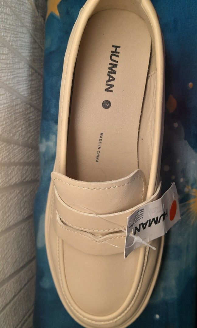 HUMAN LOAFERS (BNEW) (Category: Loafers) located in San Juan City. Submitted by aftermath01 (Listing ID 1352102639, Image 2). Description: BRANDNEW HUMAN BEIGE LOAFERS 🥾✨ Size: US7 on tag ‼️Never been used, sinukat lang and pinicturan‼️ MOP: Gcash MOD: Grab or Lalamove Sf: shouldered by buyer 📍Location: San Juan, NCR DM me for more details or if you're interested! 🚚.