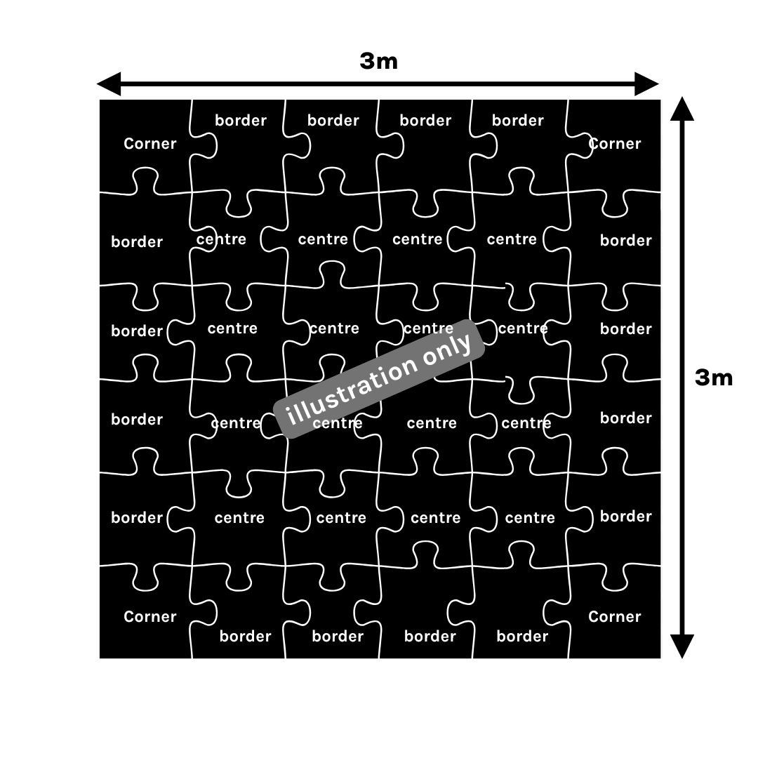 Interlocking Exercise Mat - High Density (Category: Exercise Mats) located in Singapore. Submitted by koolblue (Listing ID 1352036846, Image 3). Description: Pre-loved interlocking high density exercise mat. In excellent condition. Dimensions: 50cm X 50cm Thickness: 10mm TOTAL 36 pieces Corner 4 pieces Border 16 pieces Centre 16 pieces Retail price $16-20/piece Selling all 36 pieces for $300 Save more than $250! (*NOT selling individual pieces*) 