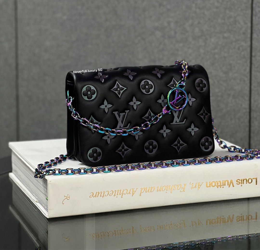 Louis Vuitton Pochette Coussin Black Monogram-embossed puffy