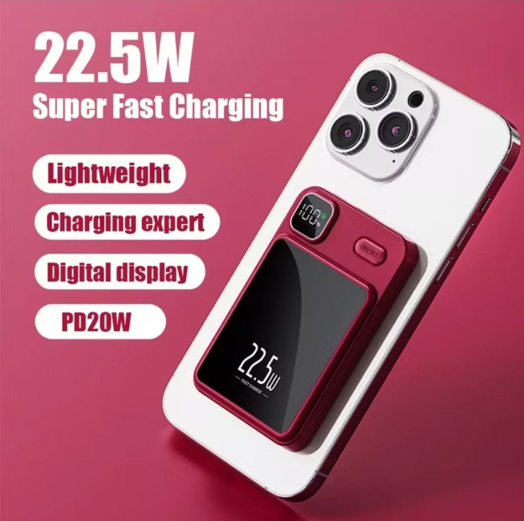 Original Remax 10000mAh 22.5W Wireless Powerbank LED Display Magnetic ...