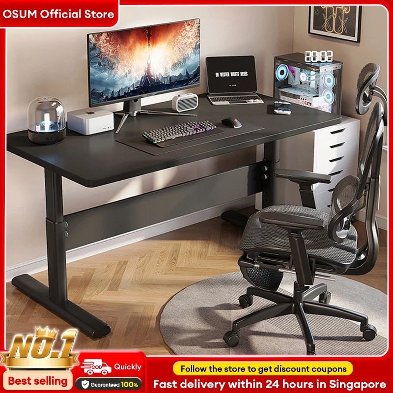 OSUM Table Ergonomic Table Height Adjustable PC Gaming Table Office ...