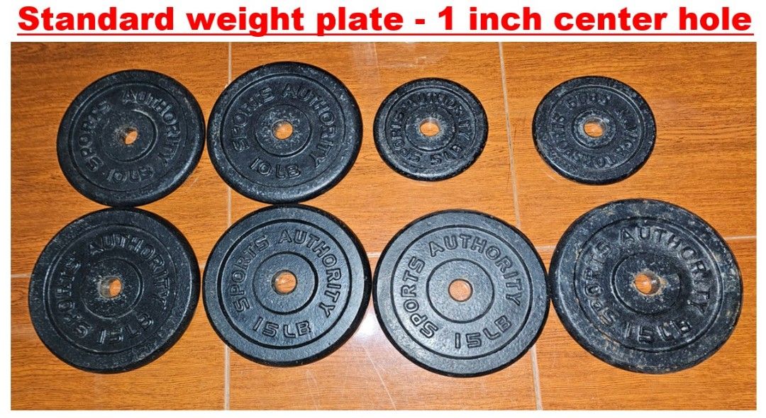 Round gym plates 15lbs, 10lbs, 5lbs (Category: Weights & Dumbbells) located in Naic. Submitted by gab2023 (Listing ID 1352090221, Image 1). Description: 38 per lbs.