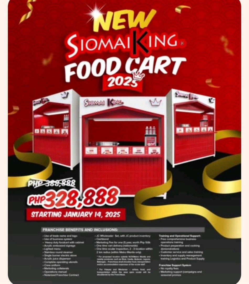 Siomai king food cart (Category: Announcements) located in Manila. Submitted by alithago3289654 (Listing ID 1351968868, Image 1). Description: sioamai king food cart.