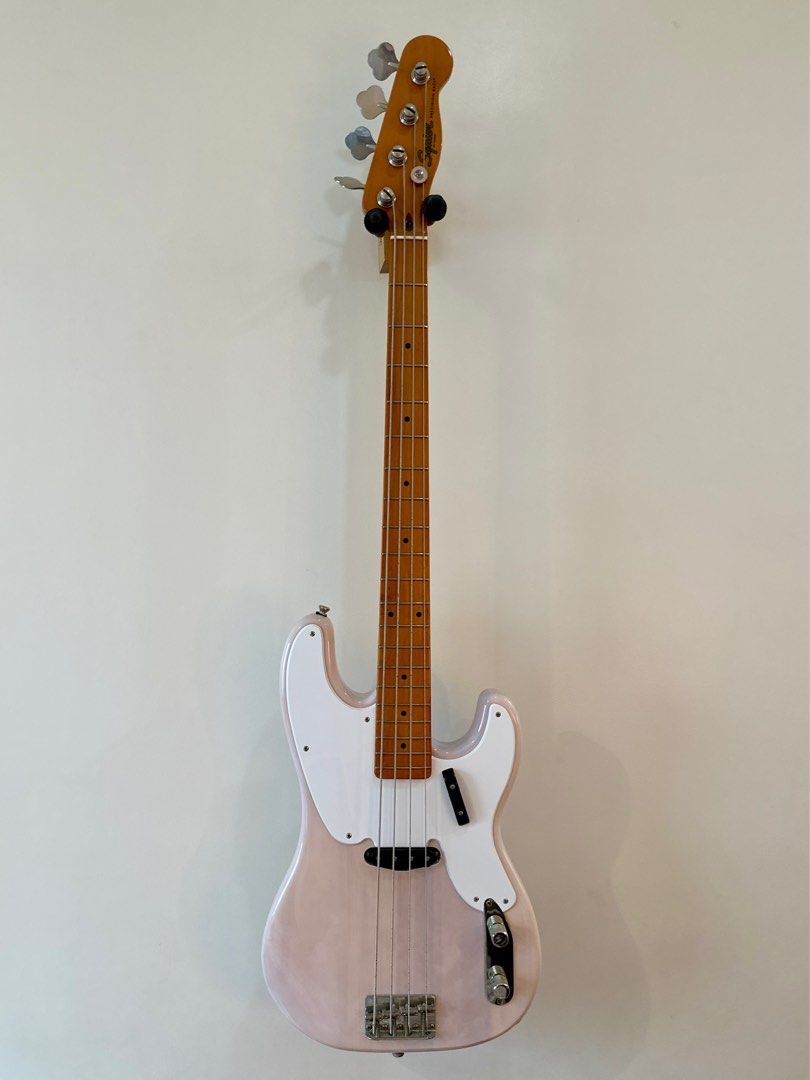 Squier ‘50s P-Bass Guitar (Category: Musical Instruments) located in Quezon City. Submitted by penguinco (Listing ID 1352144924, Image 1). Description: 1950s-era inspired p-bass - low action - alnico single-coil pickup - white blonde color - maple fretboard - c-shaped neck - plug and play! - meetups in qc or within metro manila Need Cash, Pass on Trades 💵 slightly negotiable, please DM your offers! 🎸.