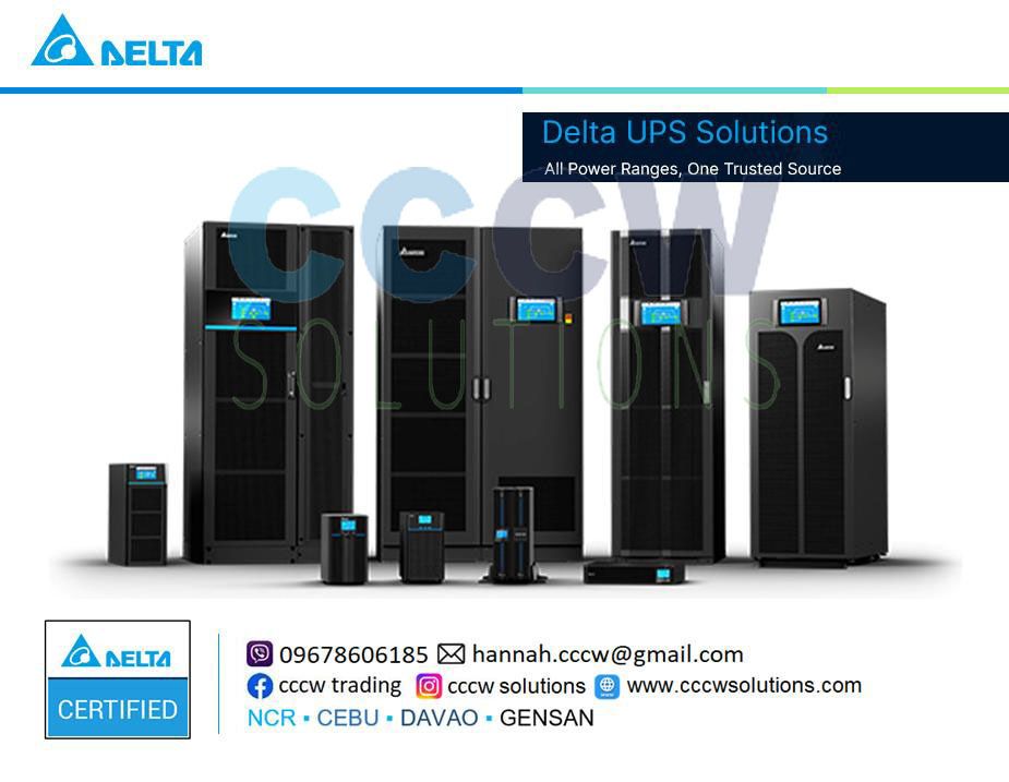 📌 Delta UPS Solutions Under 1.5 kVA: Single-phase UPS (Category: Networking) located in Antipolo. Submitted by cccwsolutions.com (Listing ID 1355775973, Image 1). Description: 📌 Delta UPS Solutions All Power Ranges, One Trusted Source. Delta UPS Solutions Industry-leading energy efficient power solutions With its wide range of Uninterruptible Power Supplies (UPS), Delta offers a competitive edge to businesses in need of first-rate power solutio
