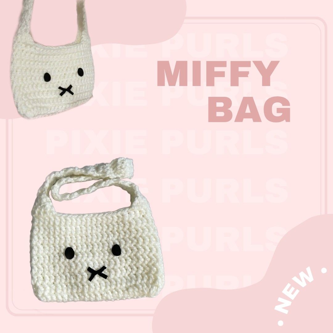 Crochet Miffy Bag (Category: Shoulder Bags) located in Digos. Submitted by pixiepurlsandpages (Listing ID 1355834964, Image 1). Description: • Kindly message seller for any Color requests or questions • please note that it may take 1-3 days before shipping since we have to make the bag ourselves •Delivery will be shouldered by buyer.