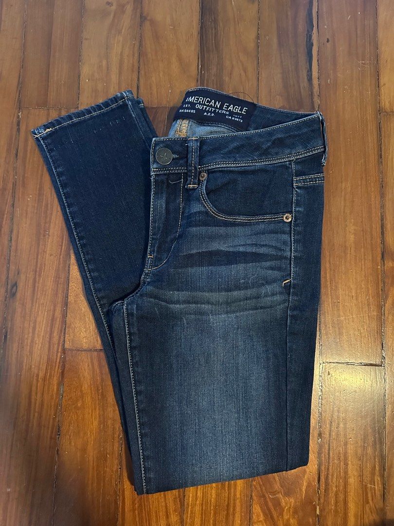 Dark Blue Denim Pants 2 (Category: Jeans) located in Mariveles. Submitted by declutterwithina (Listing ID 1355675900, Image 1). Description: Mid waist Not faded Skinny Jeans LBC or J&T delivery during weekends.