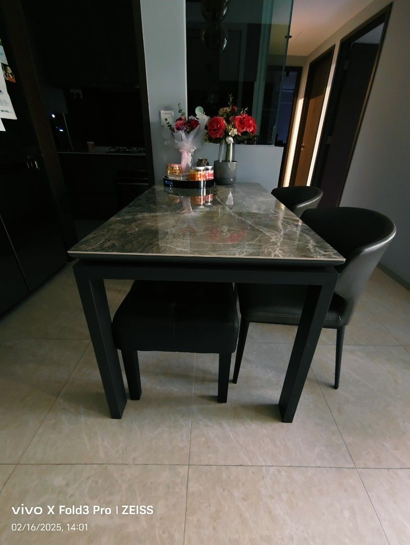 dining table (Category: Tables & Sets) located in Singapore. Submitted by zantious (Listing ID 1355802303, Image 3). Description: selling dining table only rarely used as we usually have dinner at sofa area. table has no visible scratches. L: 1350mm x W: 750mm.