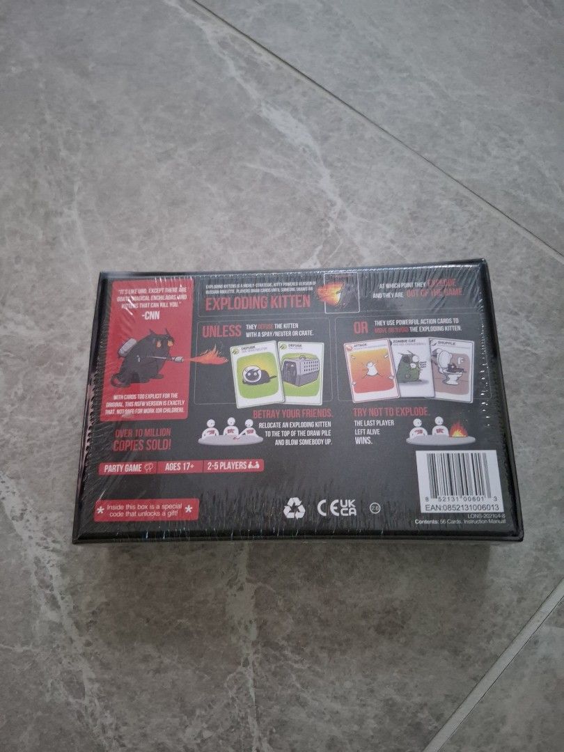 Exploding kittens (nsfw) (Category: Board Games & Puzzles) located in Singapore. Submitted by huzzah1 (Listing ID 1355754153, Image 2). Description: brand new never opened.