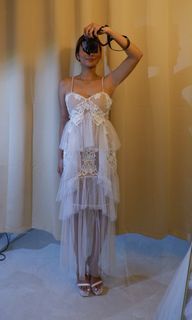 [FOR RENT] Long White Lace Dress (wedding guest)