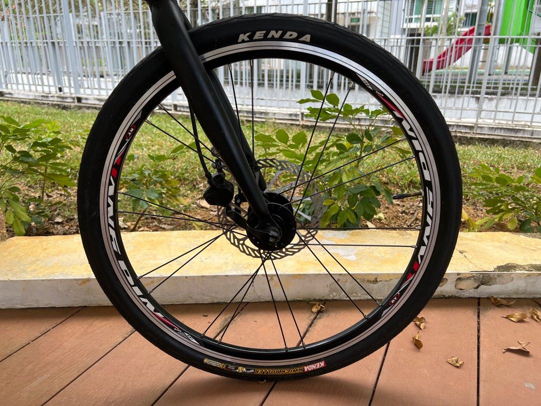 Java Zelo Foldable Bicycle (Category: Bicycles) located in Singapore. Submitted by seeheong (Listing ID 1355710065, Image 7). Description: Java Zelo 2 Foldable bike. Fully modded. 1. Shimano Sora 9 Speed Shifter 2. Shimano Sora derailleur 3. Litepro 56T chain ring 4. Litepro crank set 5. Tektro Xuriga Hydraulic brake set 6. Litepro Carbon Handlebar 7. Litepro seat post 8. Ruituo RT 451 20” wheel set 9. Kenda Kwick Roller Tyres 10. Others #foldabl