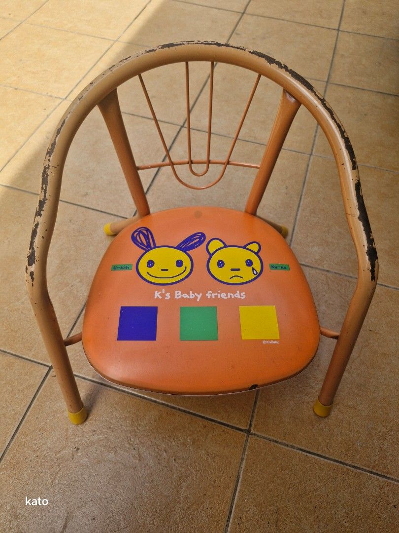 Kid's chair (Category: Kids Tables & Chairs) located in Marikina City. Submitted by thirfty_treasures (Listing ID 1355691327, Image 1). Description: bought from Japan surplus. needs a bit of paint retouch. squeak sound when sat on working..