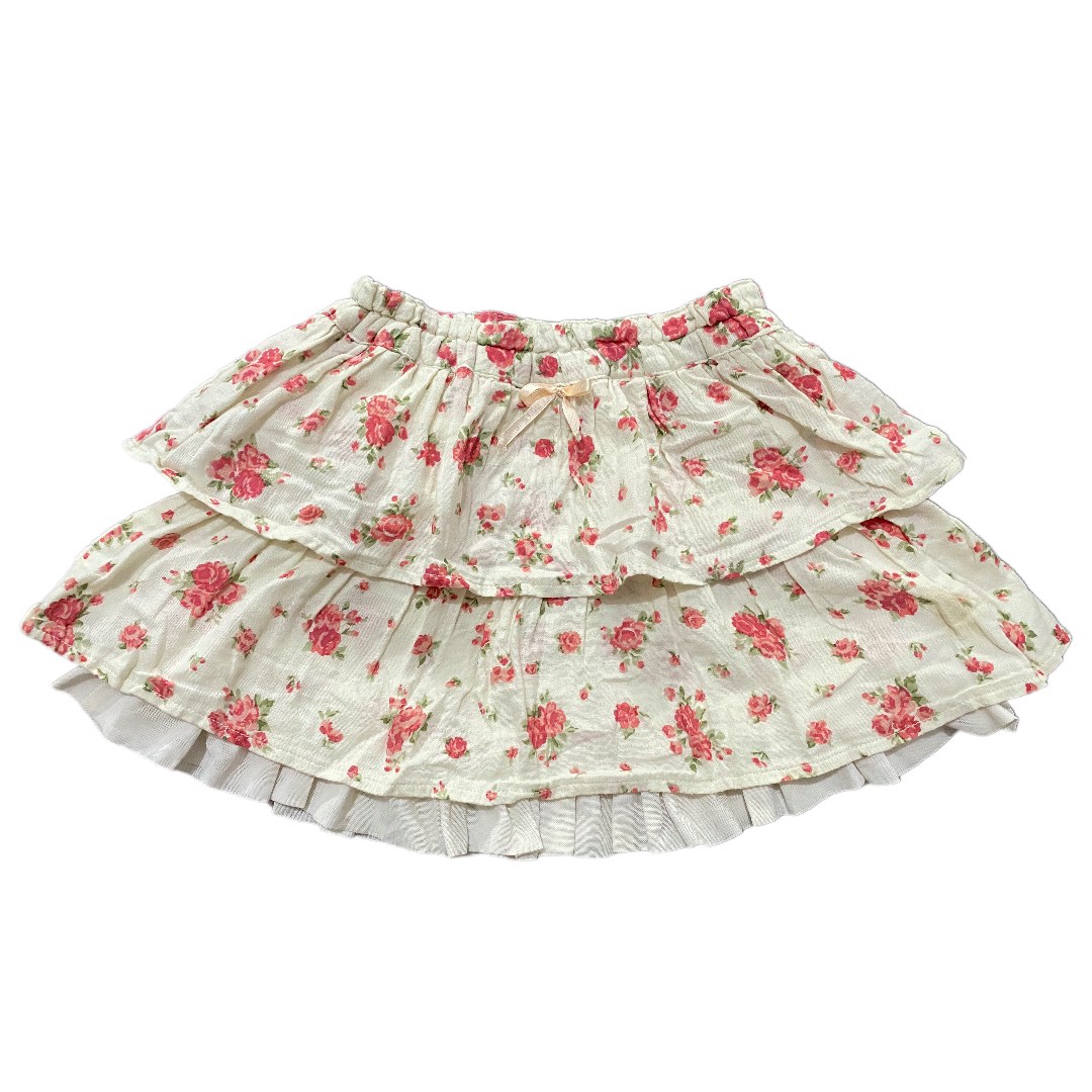 Saashi Women's Y2k Lace Fairy Coquette Low Rise Pleated Ruffle Layered Mini Skirt