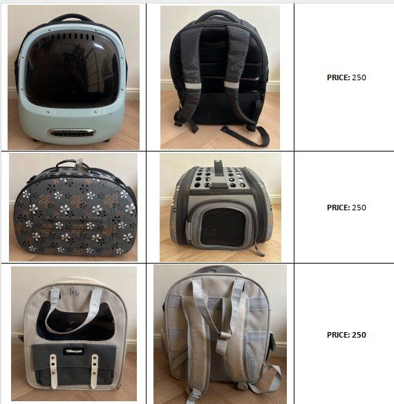 PET BAGS (Category: Homes & Other Pet Accessories) located in Mandaluyong City. Submitted by lauriedjs (Listing ID 1355644345, Image 3). Description: 2nd HAND PET BAGS FOR SALE 180-300 pesos only. All are used already hence the low price. Buy 2 or more, and I will give you discounts. Location: Paco, Manila / Mandaluyong Lalamove, Grab, Angkas delivery only! .