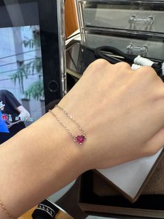 純銀心形紅寶石手鏈925 silver64241807741571110