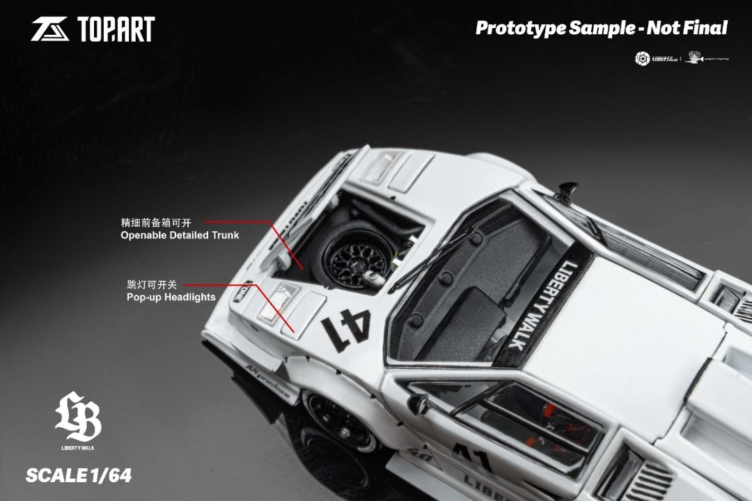 [預購 Pre-order] Topart 1/64 LiberyWalk LBWK Countach White 41#, 興趣及遊戲 ...