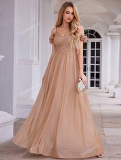 EVER-PRETTY Spring Flower Off Shoulder Strap Bridesmaid Dress With Backless Design Elegant Dress Wedding Guest Gown For Wedding