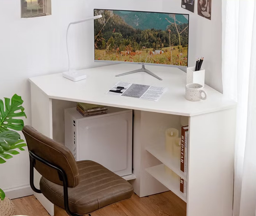 [FREE DELIVERY] Triangular Corner L Shaped Computer Desk Ergonomic ...