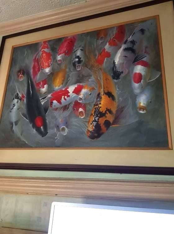 KOI oil Painting (Category: Frames & Pictures) located in Quezon City. Submitted by crystallinehaven (Listing ID 1161618405, Image 2). Description: Koi Oil Painting By Ricky Montilla baaed now in New York Dimension: 40x30 p380,000 negotiable for living room or library display Looks alive like looking on actual koi lucky koi good investment.