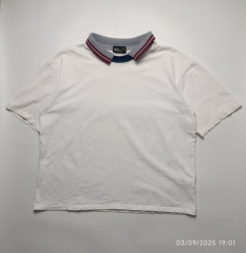 KOLOR SUMMER ESSENTIAL '22 (Category: Formal Shirts) located in Manila. Submitted by corner_finds (Listing ID 1357438769, Image 1). Description: size 2 on tag width 23.5' length 25.5' no major flaws need wash for stains still in great condition pls see photos for details 999+sf dm.