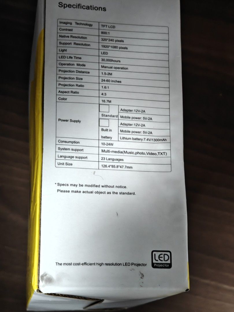 LED Projector (Category: Projectors) located in Singapore. Submitted by rclk11 (Listing ID 1357545331, Image 2). Description: Got as a free gift from buying mobile phone..