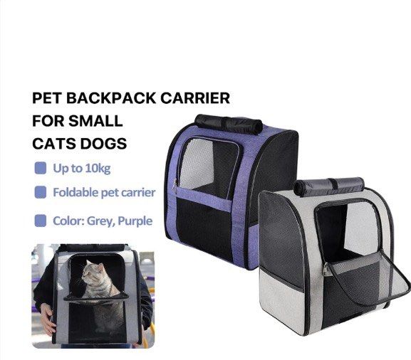 Pet Cat Backpacks Breathable Outdoor Cat Carrier Shoulder Bag for Small Dogs Cats Portable Travel Folding Backpack (Category: Homes & Other Pet Accessories) located in Singapore. Submitted by furrrykids (Listing ID 1357466078, Image 1). Description: ✅ Comfortable & Breathable – Side & front entrances for easy access. ✅ Foldable & Portable – Saves space when not in use. ✅ Ergonomic & Secure – Padded shoulder straps + chest strap for better weight 