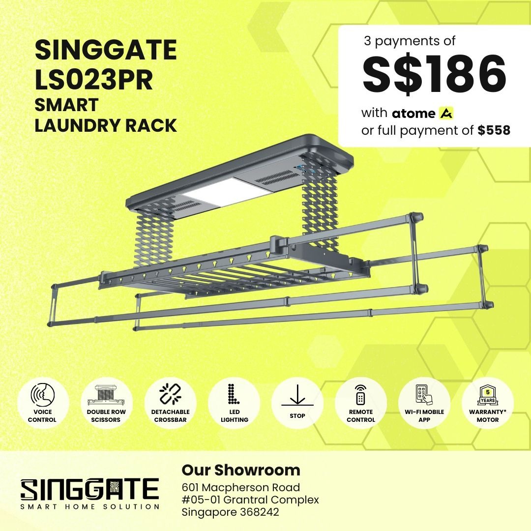 Singgate - LS023 PRO Smart Automated Laundry Rack | Voice Control ...