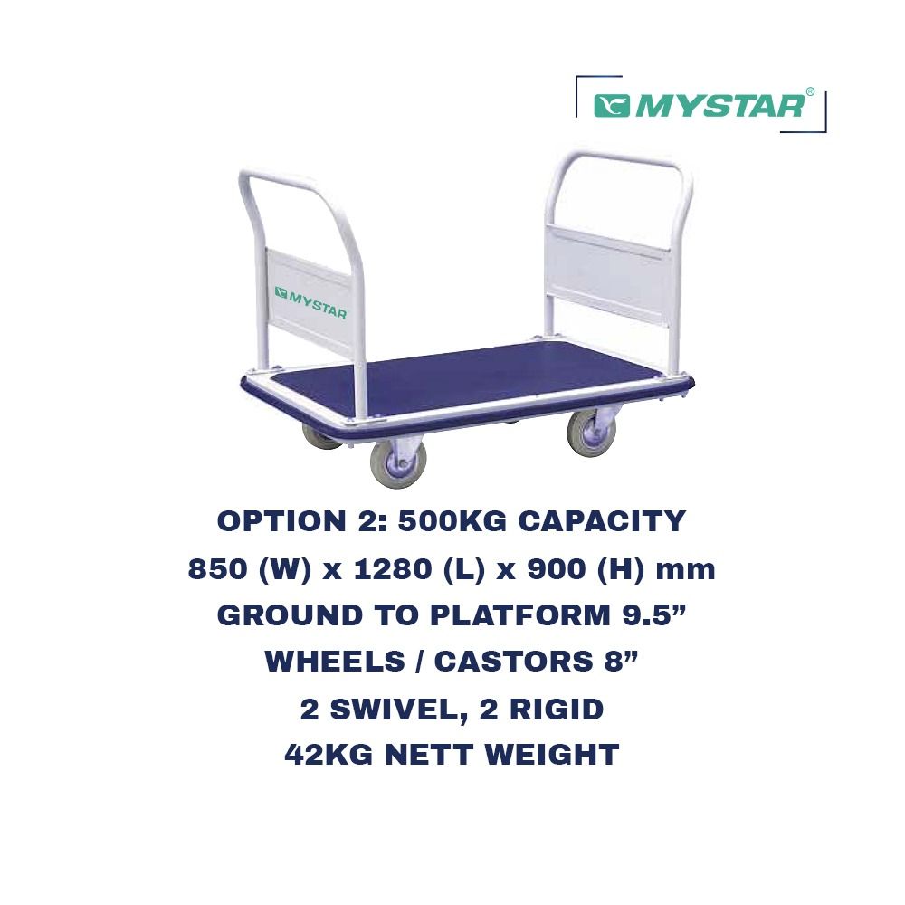 MYSTAR Double Handed Metal Platform Trolley 300KG / 500KG, Hobbies ...