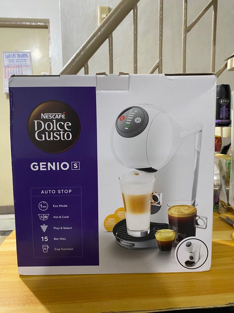 Nescafe Dolce Gusto Genio S Basic Coffee Machine (Category: Coffee Machines & Makers) located in Pasig City. Submitted by vhasibuan (Listing ID 1357490498, Image 1). Description: Can pass as new (used twice only) ✨ Comes with box ✅ Ready for pick up via lalamove or grab MOP: bank transfer or gcash .
