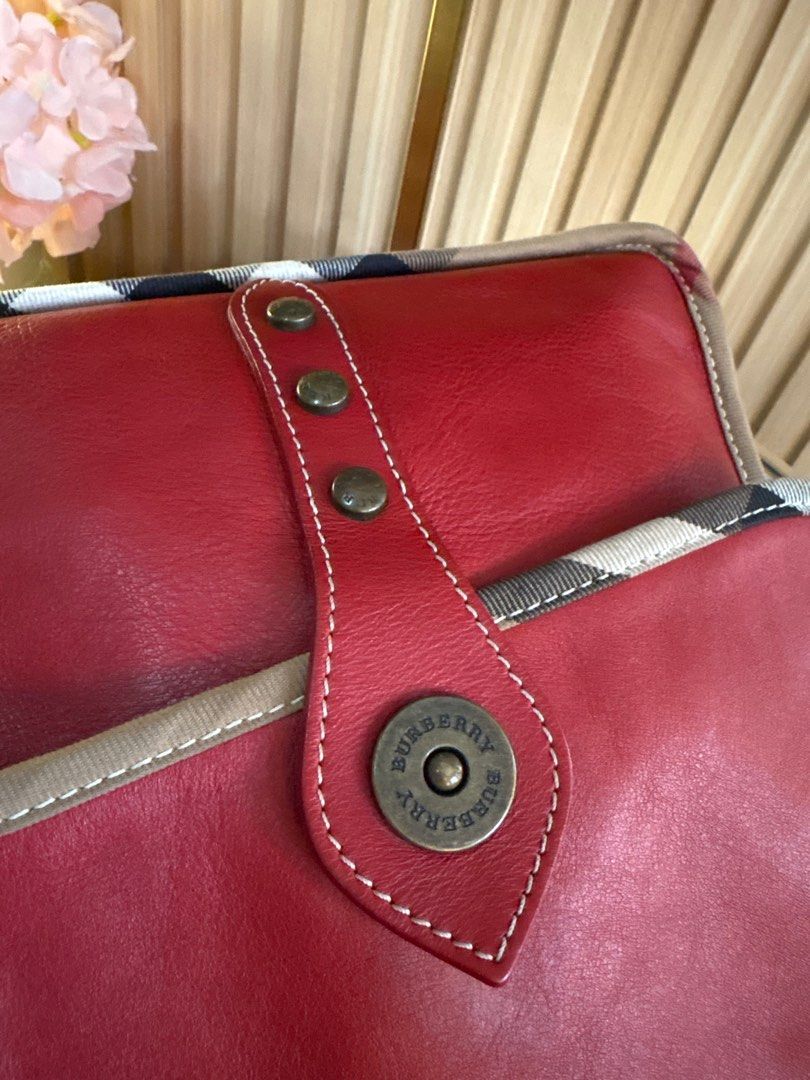 ❤️Preloved Authentic Burberry Vintage Leather Small Backpack (Category: Luxury Bags & Wallets) located in Cagayan de Oro. Submitted by chicandclassicfinds (Listing ID 1357531126, Image 3). Description: ❤️Preloved Authentic Burberry ✅Model number: S 05 2 ✅Color Red ✅Material: Leather x Cotton ✅Made in Italy ✅Features: Exterior: 3 open pockets Interior: 2 no pockets, 1 zippered pocket 🔹 With minimal signs of wear but In great condition (see photos