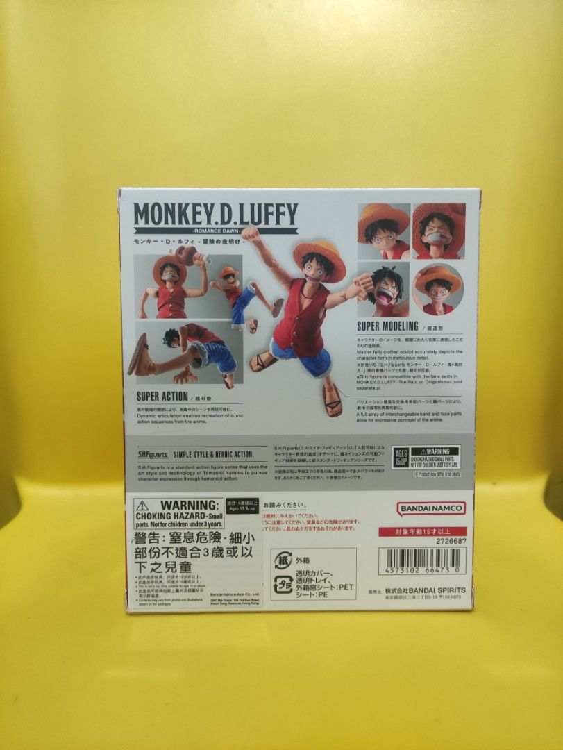 SHF Monkey D. Luffy (Romance Dawn) (Category: Figurines & Statues) located in Bulacan. Submitted by zoldyck17 (Listing ID 1357590733, Image 2). Description: SHF Monkey D. Luffy (Romance Dawn) MISB Terms 2 Weeks: ₱500 DP, no extra charges 1 Month: 50% DP, no extra charges 2 Months: 50% DP + ₱500 fee will send the item once fully paid na si buyer 📦 Delivery: LBC, Lalamove, J&T 💳 Payment: Gcash, Maya ,BPI Bank Transfer Location: Bulacan Please Sup