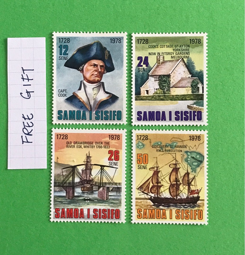 1978 Samoa mint stamp set (imperfect gum), The 250th Anniversary of the ...