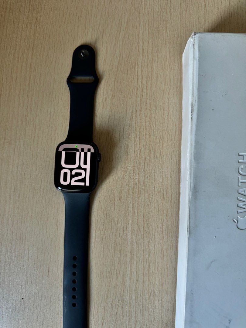 Apple watch series 9 45 mm GPS (Category: Wearables & Smart Watches) located in Quezon City. Submitted by Nepolol (Listing ID 1357686309, Image 1). Description: No issues Battery health : 96% Comes with box , straps and charger Location : Cubao.