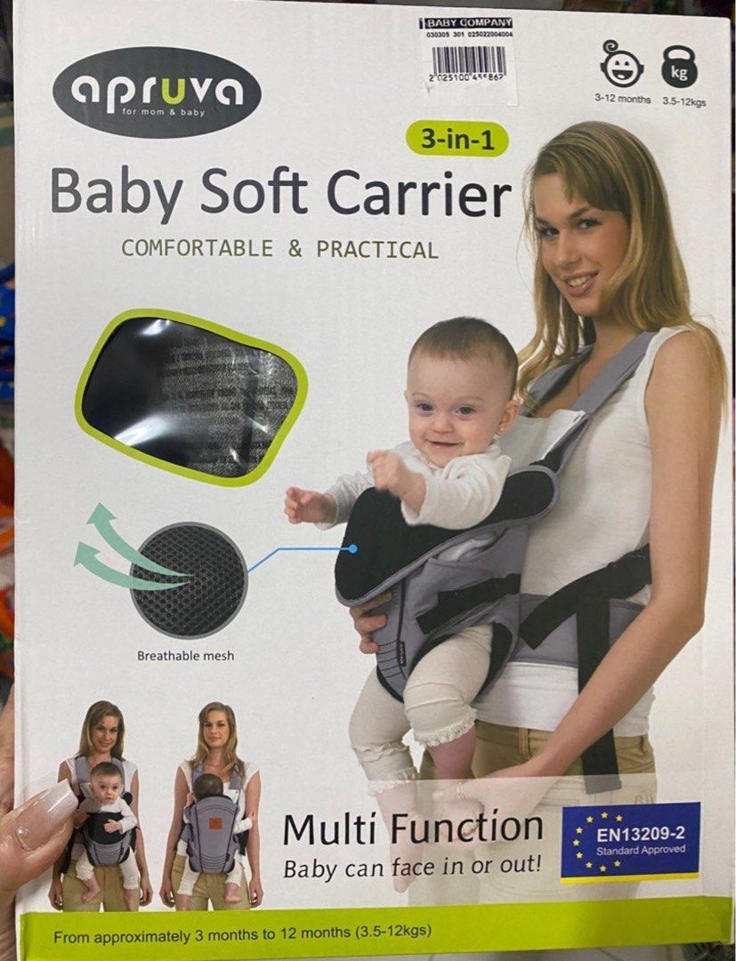 Apruva Baby Carrier Never Opened (Category: Carriers & Slings) located in Cainta. Submitted by jayequerubin (Listing ID 1357606044, Image 3). Description: Was given as gift but doubled already so this was never opened but stored for a very long time.