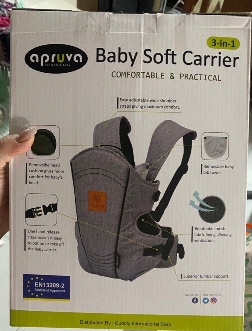 Apruva Baby Carrier Never Opened (Category: Carriers & Slings) located in Cainta. Submitted by jayequerubin (Listing ID 1357606044, Image 1). Description: Was given as gift but doubled already so this was never opened but stored for a very long time.
