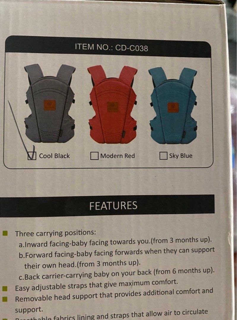 Apruva Baby Carrier Never Opened (Category: Carriers & Slings) located in Cainta. Submitted by jayequerubin (Listing ID 1357606044, Image 2). Description: Was given as gift but doubled already so this was never opened but stored for a very long time.