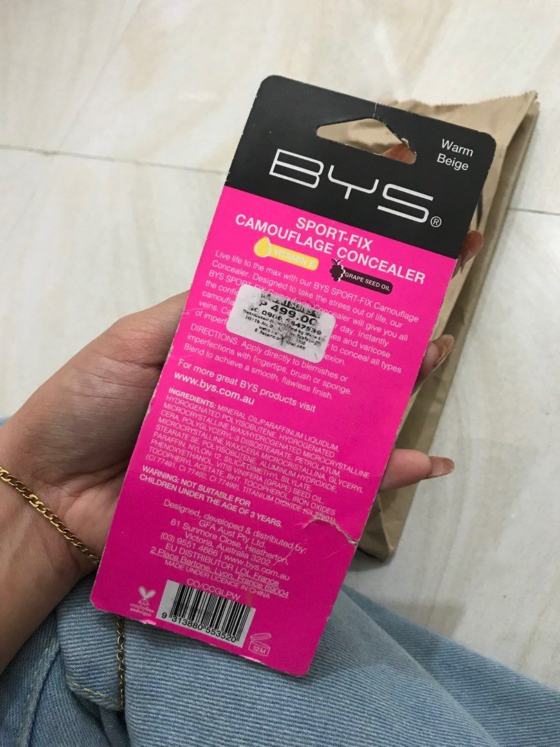 Bys Sport-Fix Concealer (Camouflage concealer) (Category: Makeup) located in Pasay City. Submitted by spongefinds (Listing ID 1355298195, Image 2). Description: BOUGHT FOR ₱500 PESOS IN WATSONS , Bought and opened on Feb 10,2025 (took the pictures 1 and 2) ONLY USED ONCE DURING MY OATHTAKING EVENT AND I USED COTTON BUDS TO GET CONCEALER WARM BEIGE .