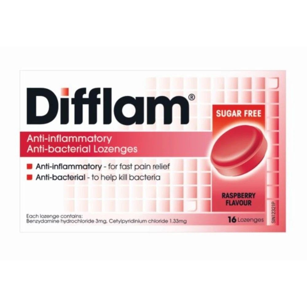 Difflam Raspberry Lozenges (Category: Medical Supplies & Tools) located in Singapore. Submitted by snowflakes2022 (Listing ID 1357596236, Image 1). Description: rrp $18.90.