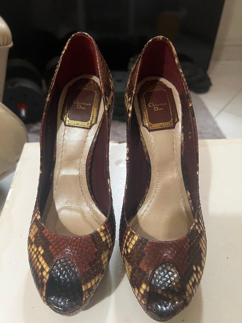 Dior Brown Python Heels (Category: Heels) located in Singapore. Submitted by laborbs13 (Listing ID 1357635910, Image 2). Description: Used twice only RFS: Declutter.