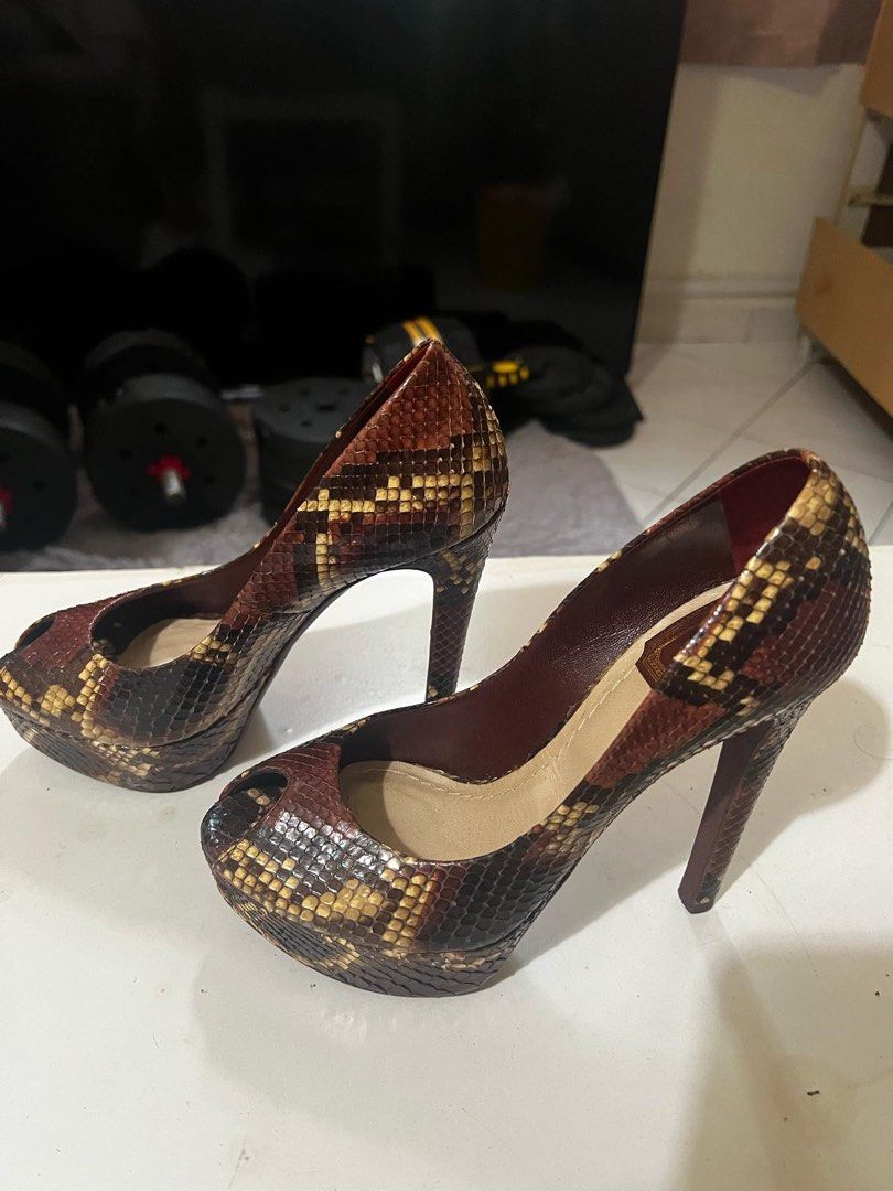 Dior Brown Python Heels (Category: Heels) located in Singapore. Submitted by laborbs13 (Listing ID 1357635910, Image 1). Description: Used twice only RFS: Declutter.