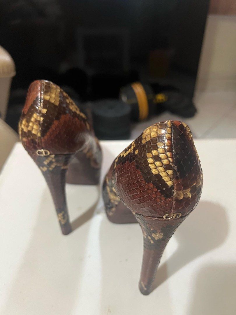 Dior Brown Python Heels (Category: Heels) located in Singapore. Submitted by laborbs13 (Listing ID 1357635910, Image 3). Description: Used twice only RFS: Declutter.