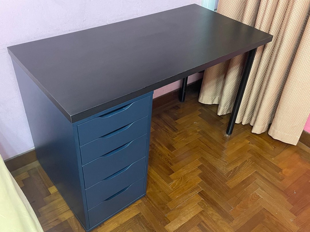 IKEA ALEX Study Table 120cm x 60cm and drawer unit set in brown and ...