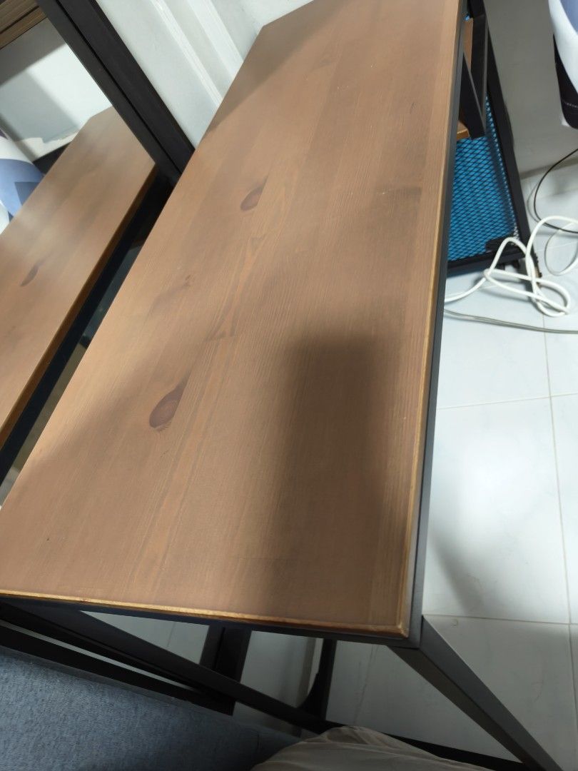 Ikea Study Table (Category: Tables & Sets) located in Singapore. Submitted by 22seven (Listing ID 1357734160, Image 1). Description: Movable with wheels on one side. Laminate Ikea study desk. Mint condition. Arrange your own transport or dismantling. Self collect at Tampines..