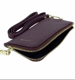 [New & Boxed] Zip-Up Lanyard Card Holder (Burgundy/ Wine)64207022884737110