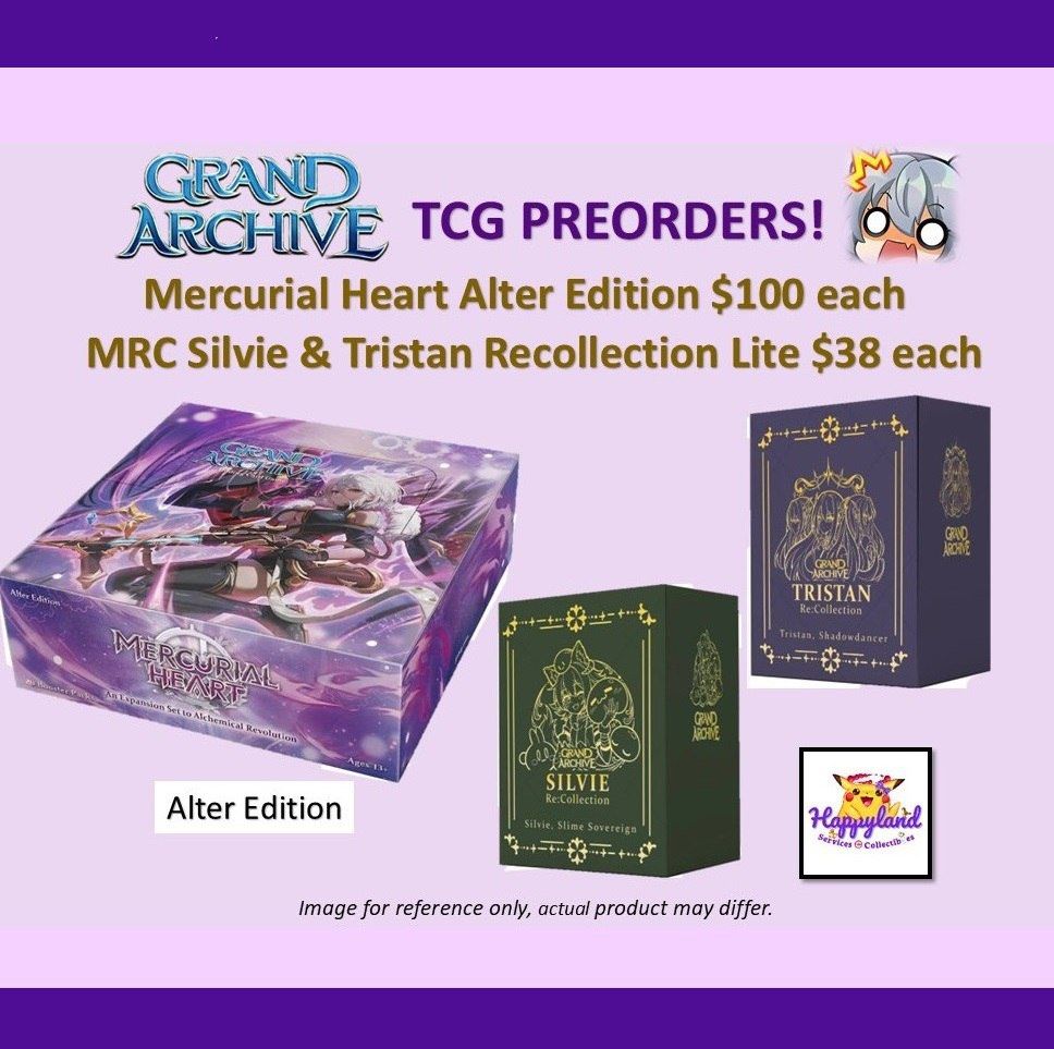Preorder) Grand Archive TCG Mercurial Heart (MRC) ALTER EDITION Booster Box  / MRC Silvie Recollection LITE / MRC Tristan Recollection LITE, Hobbies &  Toys, Toys & Games on Carousell