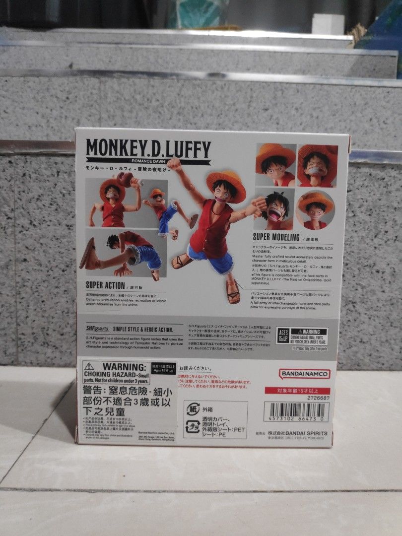 SHF Monkey D. Luffy (Romance Dawn) (Category: Figurines & Statues) located in Guiguinto. Submitted by jonsnow170217 (Listing ID 1357596260, Image 2). Description: For sale SHF Monkey D. Luffy (Romance Dawn) MISB Terms 2 Weeks: ₱500 DP, no extra charges 1 Month: 50% DP, no extra charges 2 Months: 50% DP + ₱500 fee 📍Will send the item once fully paid 📦 Delivery: LBC, Lalamove, J&T c/o buyer 💳 Payment: Gcash, Maya, BPI Bank Transfer loc: Bulacan 